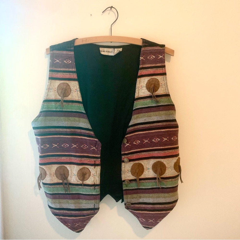 Vintage Western / Southwestern Woven Vest Laura Ashley